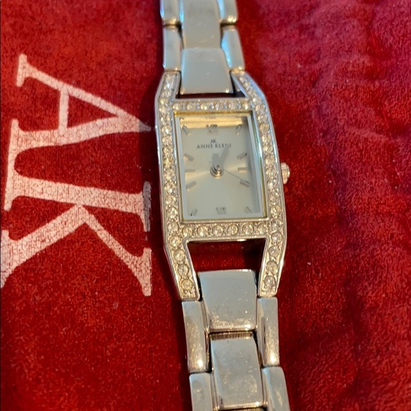 Anne Klein Silver Watch Rhinestone Trim - Picture 1 of 8